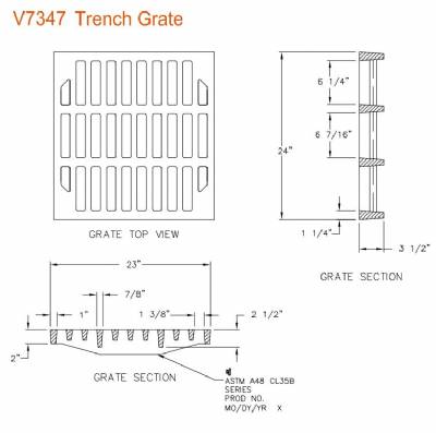 23" Wide Cast Iron Grate