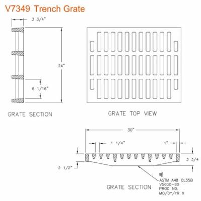 30" Wide Cast Iron Grate