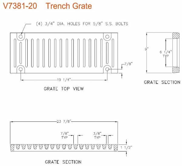 9" Wide ADA Compliant Grate Only