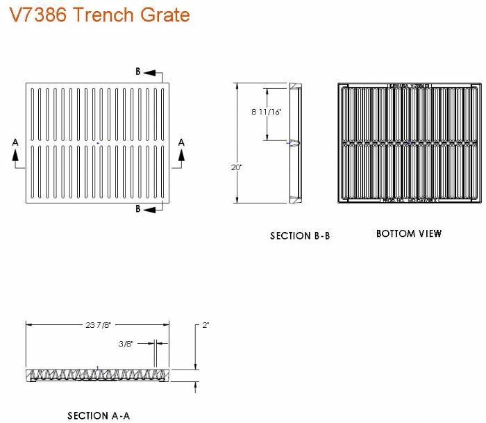 20" Wide ADA Compliant Cast Iron Grate