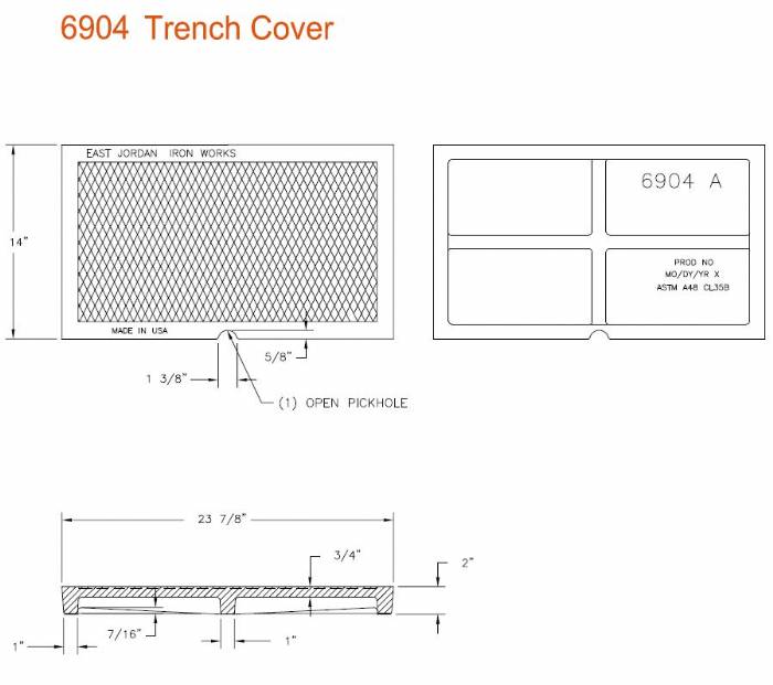 14" Wide Solid Trench Drain Cover 2'' Deep