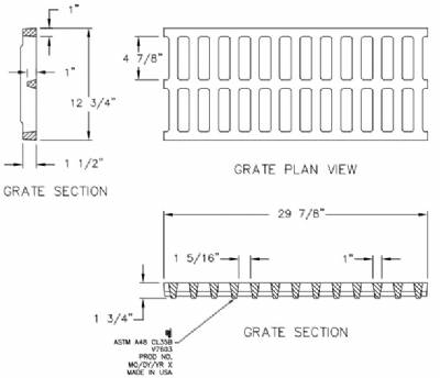 12-3/4" Wide Cast Iron Grate