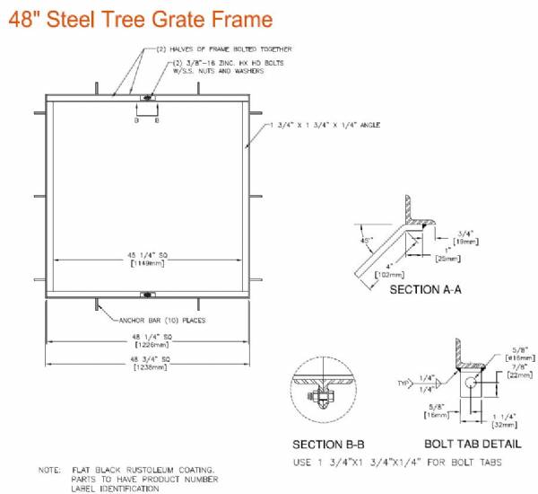 48" Square 2 Piece Tree Grate Frame