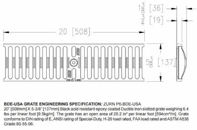 Zurn P6-BDE-USA Black Acid Resistant Epoxy Coated DI Grate