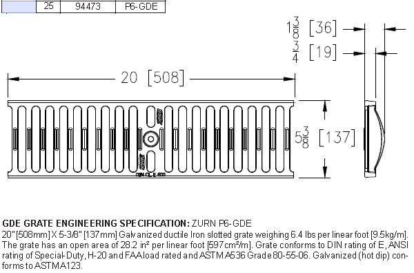 Zurn P6-GDE Galvanized Ductile Iron Grate