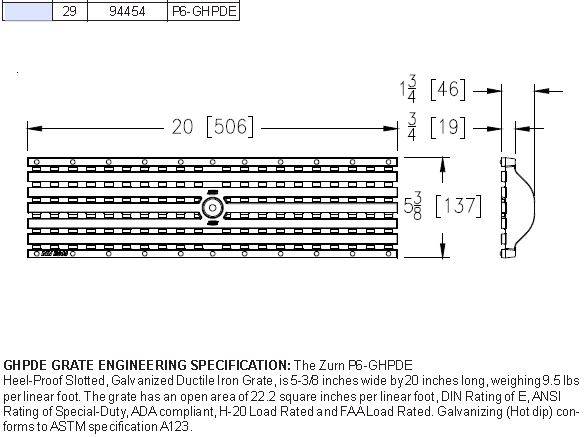 Zurn P6-GHPDE Heel-Proof ADA Longitudinal Galvanized Ductile Iron Grate