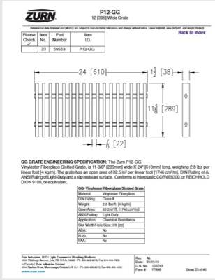 Zurn ZF812 A Class Fiberglass Grate