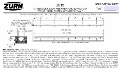 Zurn ZFV812 12 Vinylester w/ C Reinf SS Slotted Grates Per Ft