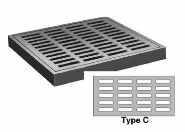 24" Wide Convex Square Type C Grate 2" Deep