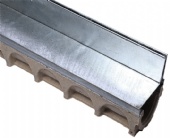 4" Wide Multi V Galvanized  Edge Polymer Concrete Slot Drain Kit - 03 Foot Complete